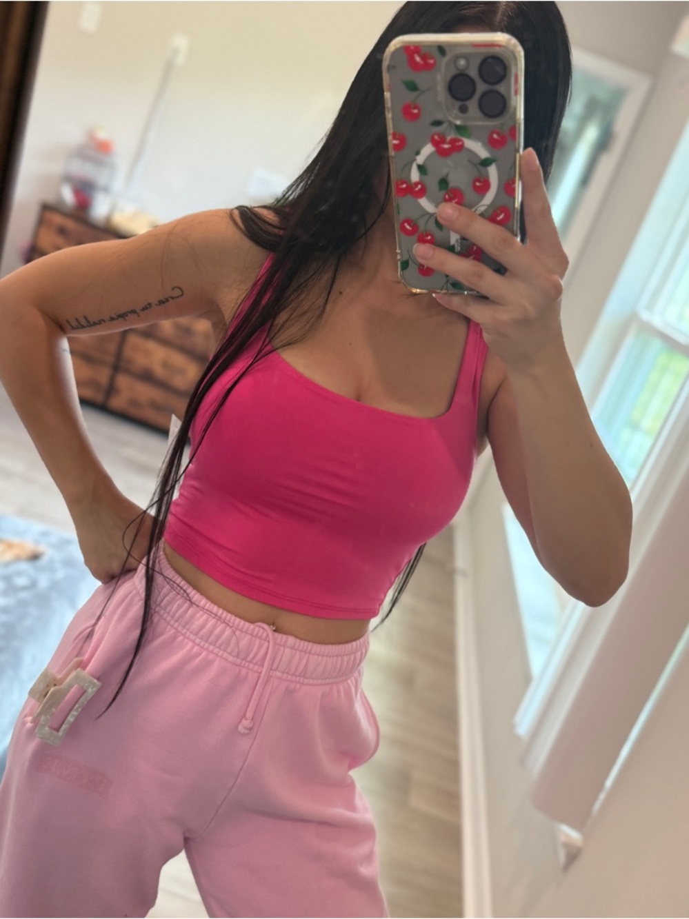 Live In The Moment Women’s XS Hot Pink Square Neck Crop Tank Top